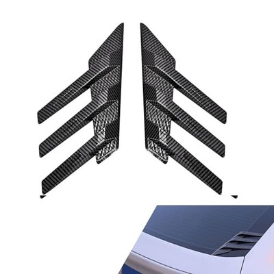 Car Rear Windshield Decoration Sticker, 3D Racing Style Rear 2 PCS Carbon Fiber