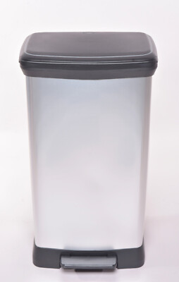 CURVER Deco Bin Mülleimer 50L Treteimer 39x29x73cm Abfalleimer Silber /1
