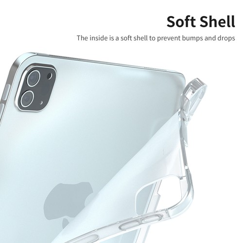 For Pro 12.9 11/10.2/Air/mini Slim iPad Soft Clear Cover Leather Pen Holder Case - Picture 7 of 20