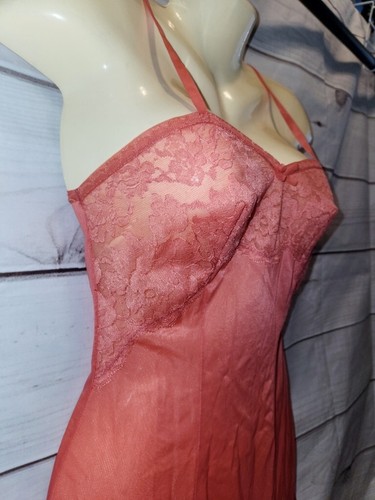 VTG St Michael 10 32" Peach Full Slip Lace Bust Nylon Mini Length 3084/616 - Picture 7 of 17