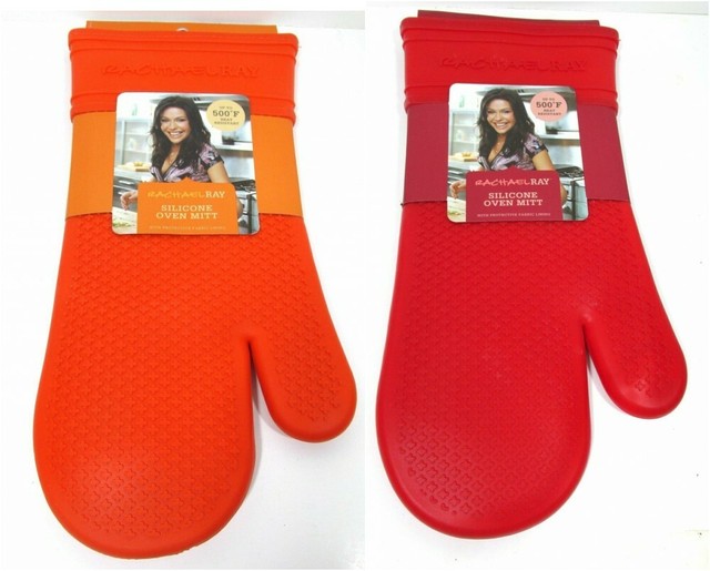 2 Rachael Ray Silicone Oven Mitt Non Slip Grip 500f 34 Kitchen Orange