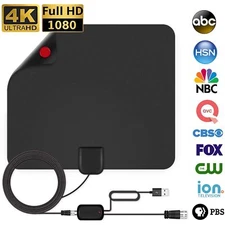 Flat HD Digital Indoor Amplified TV Antenna with Amplifier 3600 Miles Range HDTV