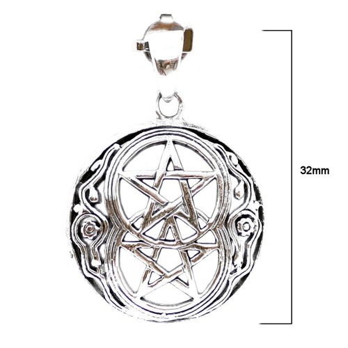 Twin Pentacle Pentagram Sterling Silver Pendant P021 - Picture 2 of 6