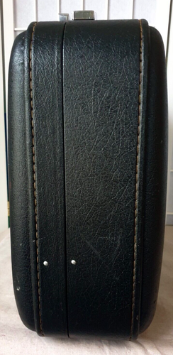 VINTAGE BLACK LONG MARCH SHANGHAI INNER LINED BLUE LUGGAGE SUITCASE - Picture 5 of 20