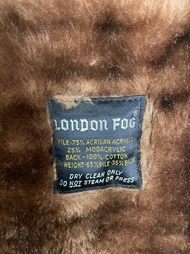 London Fog Trench Cappotto Uomo 40R Zip Fodera Colletto Bottoni Tasche Marrone Tinta Unita - Foto 14 di 15