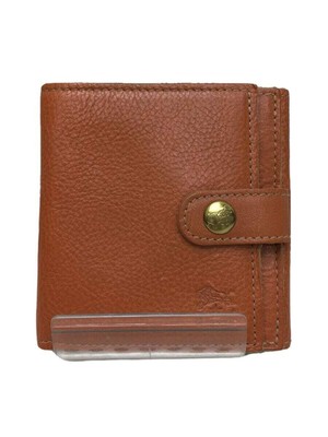 IL BISONTE Bi-Fold Wallet Leather Camel Solid Color Men  