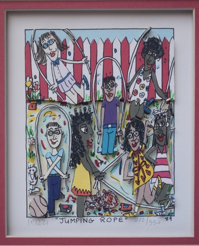 Cuerda de saltar litografía 3D original numerada firmada por el artista pop James Rizzi 1989 - Imagen 2 de 8