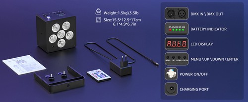 50W RGBWA+UV Stage Par Light Rechargeable Wireless Battery Uplight Wedding DJ - Picture 8 of 14