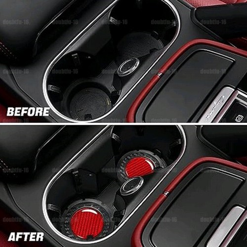 2x Red Carbon Fiber Car Water Cup Holder Pad Mat Anti-slip Interior Accessories - Picture 3 of 9