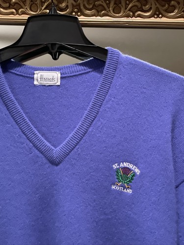 Saint Andrews Harrods of Scotland Wool V-Neck Sweater - Picture 2 of 5