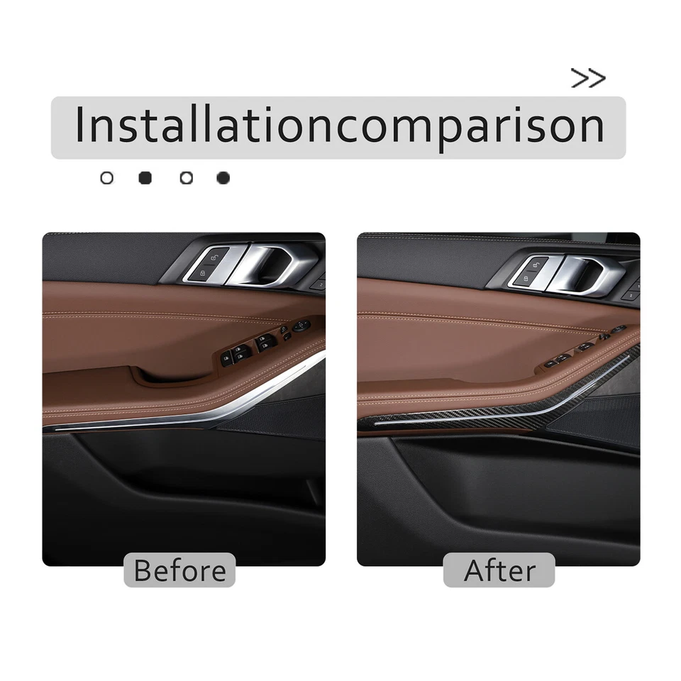 Cubierta de panel de manija de puerta interior de fibra de carbono real para BMW X5 X7 G05 G07 2019-22 Foto 3 de 4