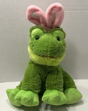 Dan Dee Plush Green Frog With Pink  White Bunny Ears Stuffed Animal Toy 15  