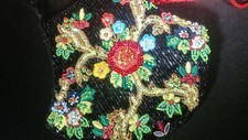 2 Two items Holiday Christmas Poinsetta Beaded Clutch Purse Bag Festive