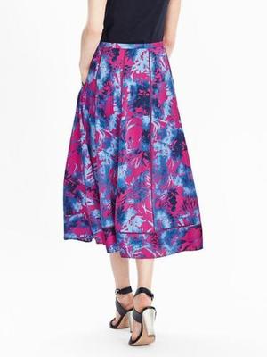 NWT Banana Republic Ruched Floral Midi Skirt Hot pink SIZE
