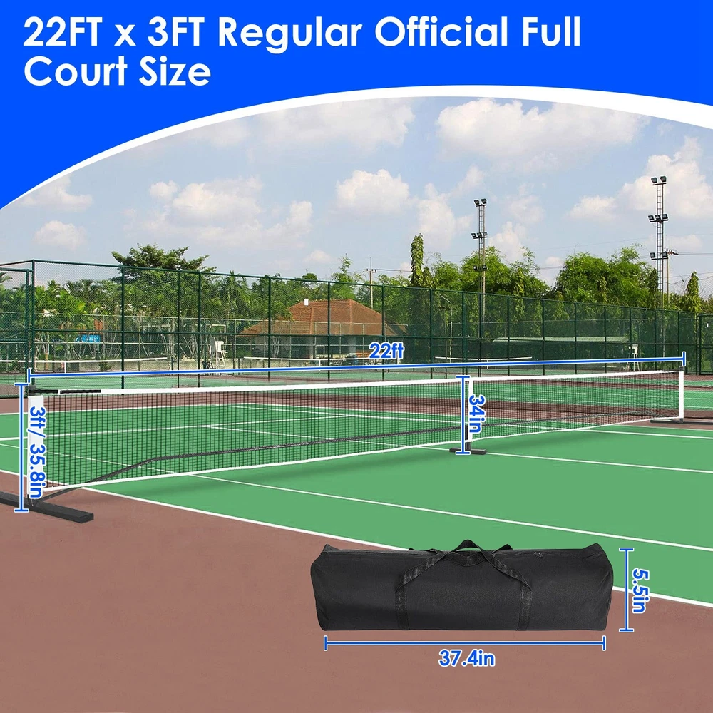 Pickleball Net & 22ft Regulation Size Net Pickle Ball Net System w/Carrying Bag