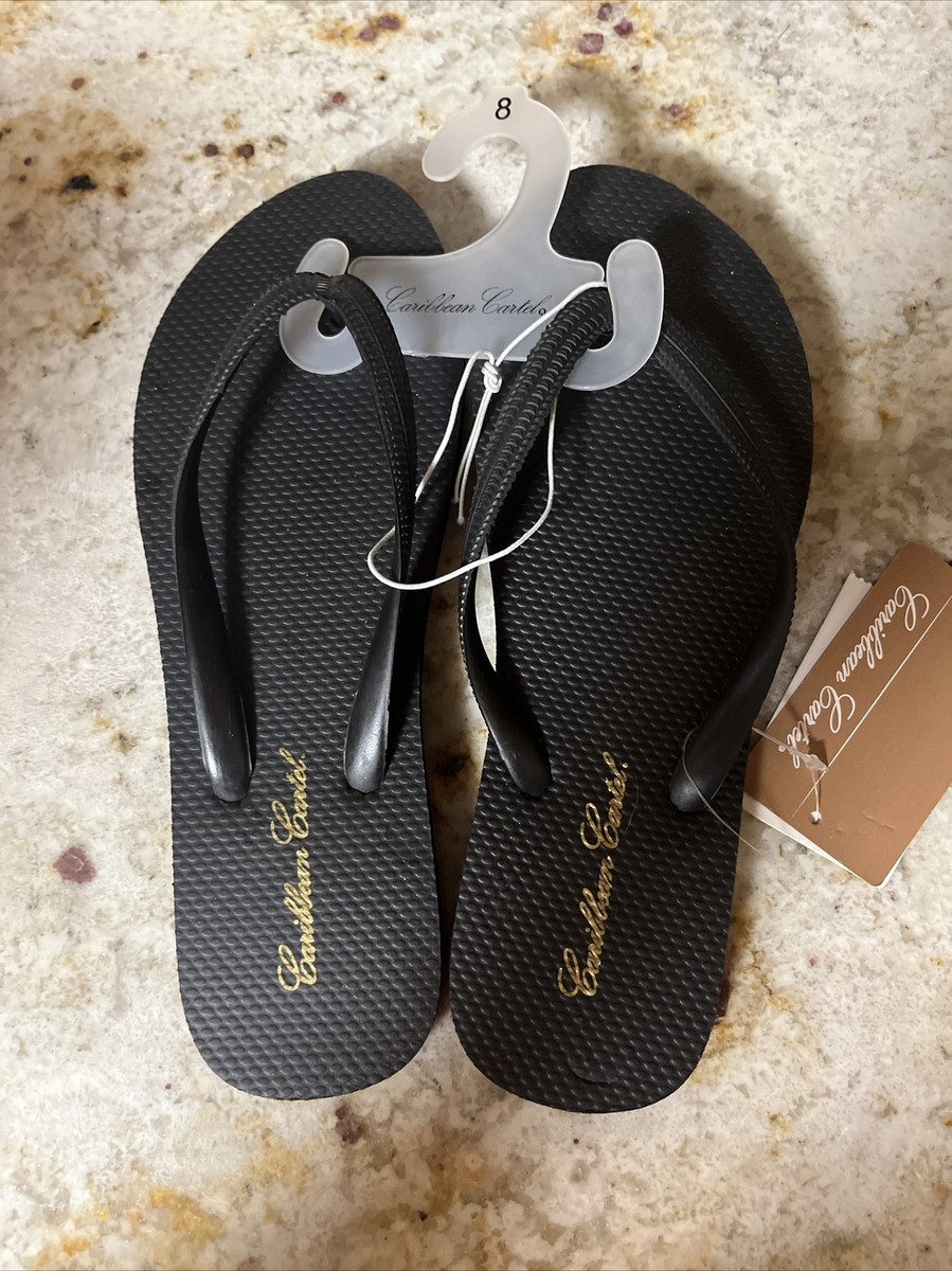 Caribbean cartel women's size black thong sandal flip-flops man