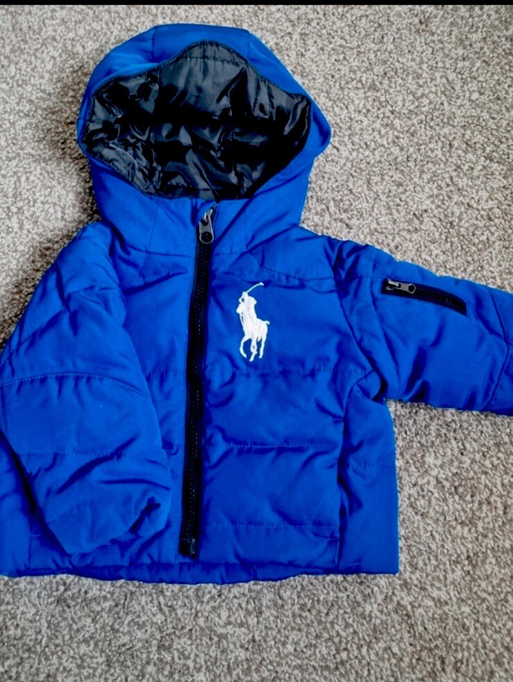 Baby Boys POLO By RALPH LAUREN Puffer Jacket Coat Blue Down Feather Age