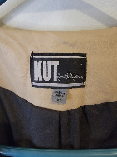 Kut From The Kloth Medium Women's Jacket Faux Leather Moto Zip Coat - Picture 3 of 6