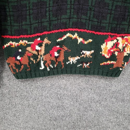 VINTAGE Brooks Brothers Cardigan Womens L Large Green Horse Equestrian Sweater - Picture 9 of 10
