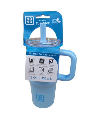 YaYa My First Tumbler Mini Kids 12oz - Blue - Spill Proof Reusable Straw NEW - 第 1/8 張圖片