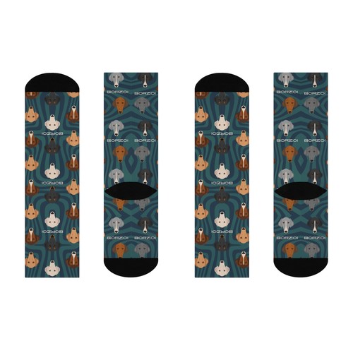 Trendy Borzoi Socks Mid Calf Modern Unisex Stretchy Colorful Crew Mid Calf NEW - Picture 4 of 5