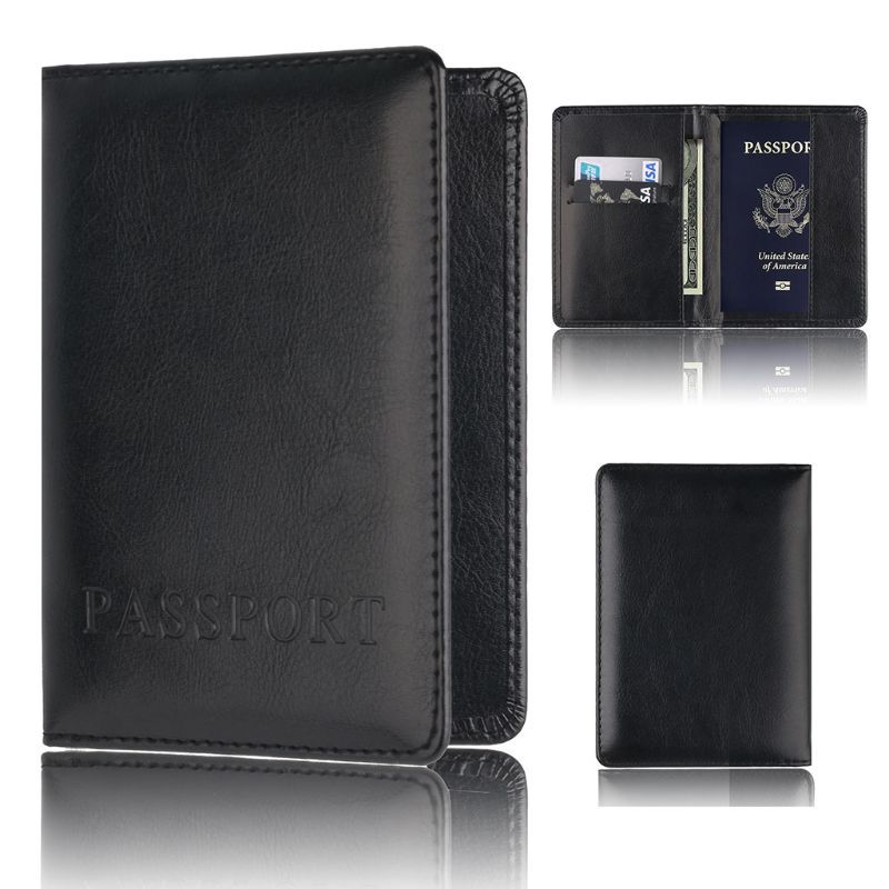 PU Leather Passport Holder with Card Slots for Travel Organizer and Protector-image