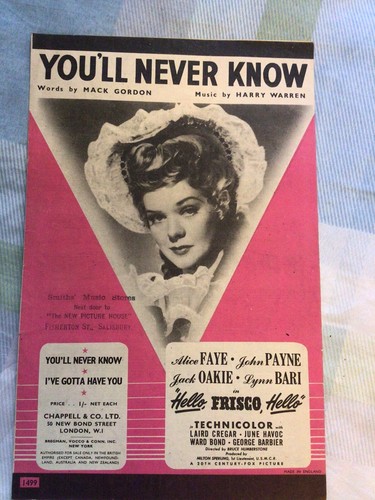 Vintage Sheet Music - 6 Sheets Including Frank Sinatra One , SCARCE - Picture 6 of 6