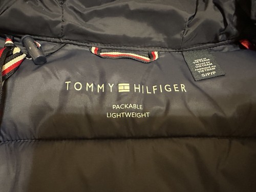 Giacca trapuntata donna Tommy Hilfiger logo con cappuccio Chevron confezionabile blu navy piccola S - Foto 8 di 9