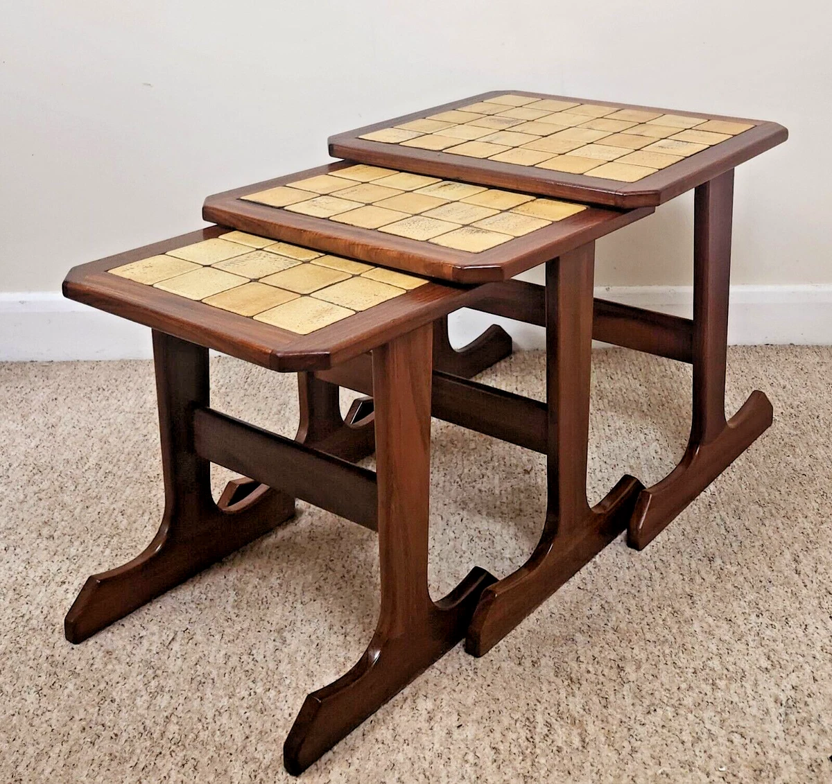 Mid Century G Plan Tile top Teak Nest of tables retro nesting tables