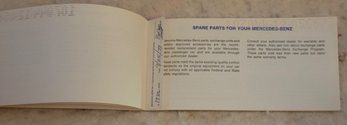 1979 Mercedes Benz Maintenance Owner s Service and Warranty Policy Booklet - Picture 4 of 4