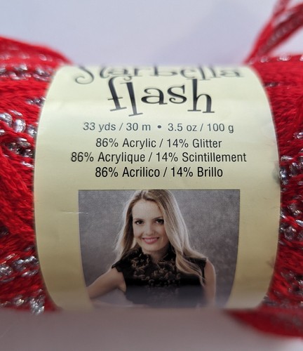 NEW Premier Yarns Starbella Flash 3.5oz 33yrds Ruby Acrylic Glitter - Picture 2 of 4