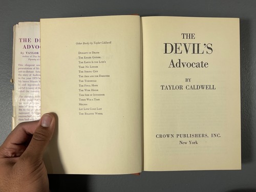 The Devil's Advocate Taylor Caldwell Vintage Hardcover Book Crown Publish 1952 - Picture 10 of 24