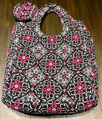 Floral Print Quilted Tote Bag With Magnet Clasp Coin Purse and Inner Pocket