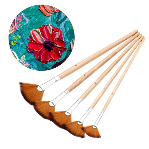 5 Pcs Multifunctional Paint Brush Fan Brushes Set Nylon Hair Painting Brushes - Picture 3 of 8