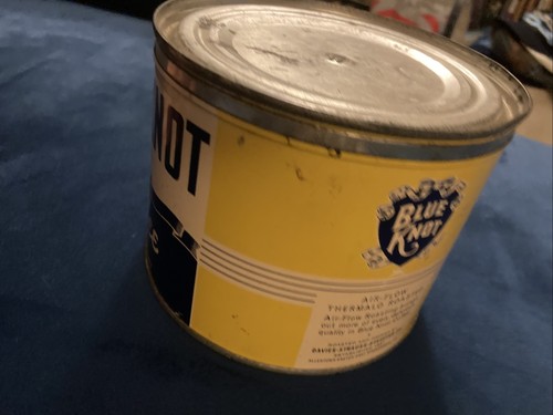 Vintage Antique Blue Knot Coffee Can With Lid 1 Pound - Picture 3 of 8