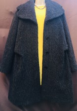 Emporio Armani Wool Overcoat Fluffy Coat Uk 12 /16 Oversized Made In Italy