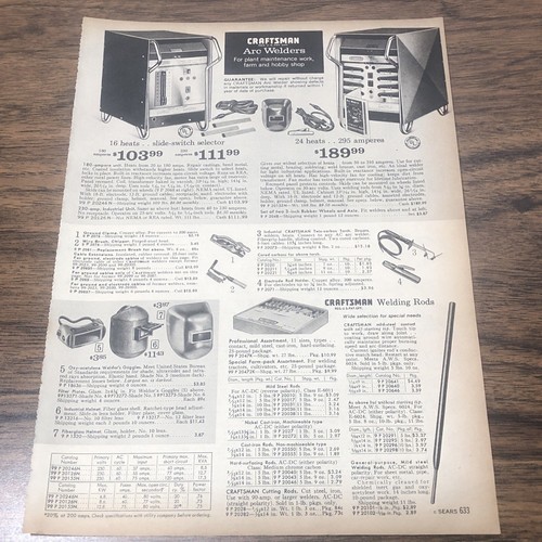 1966 Craftsman Tools Ad Sears Catalog Page Arc Welder Helmet Drill