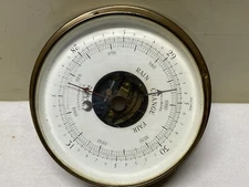 Vtg Round Brass Encased Airguide Barometer Compensated RAIN/FAIR/CHANGE