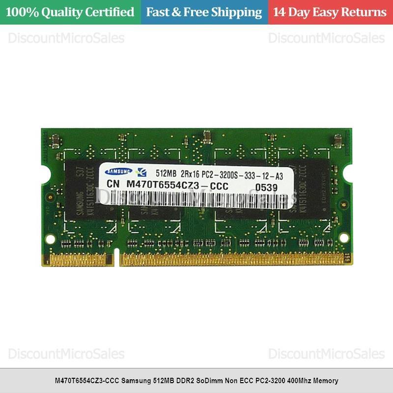 M470T6554CZ3-CCC Samsung 512MB DDR2 SoDimm Non ECC PC2-3200 400Mhz