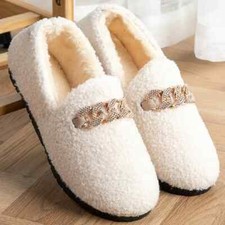 New Womens Slippers Warm Short Plush Moccassins Slip on Fashion Flats Non Slip