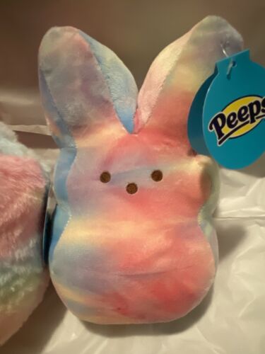 2 Pc SET Peeps Bunny Fuzzy 2025 TIE DYE Easter Basket and 10 inch Plushie Bunny - Picture 5 of 10