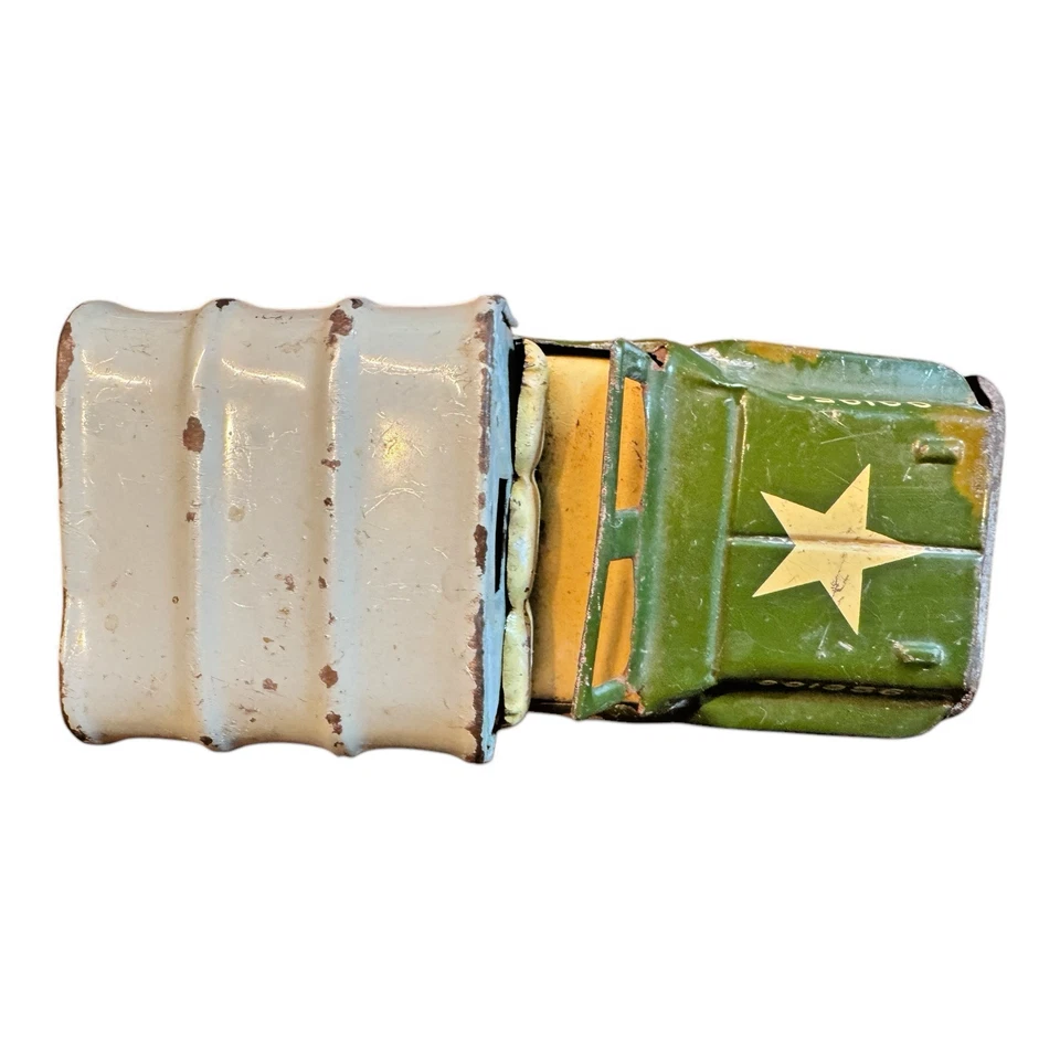 Vintage 1950s Japan Tin Litho Army Jeep - Military Pressed Steel Toy Truck - Image 4 of 4