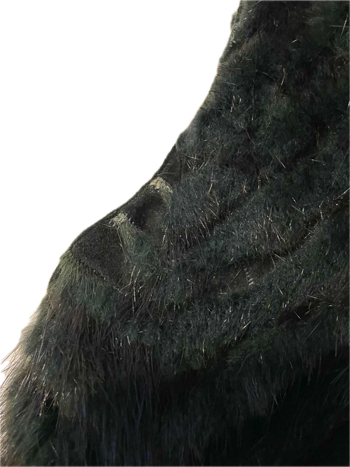 Chaleco chaqueta corta sin mangas de piel verde oscuro Yves Salomon - Chaleco UK6 / IT38 Foto 2 de 4