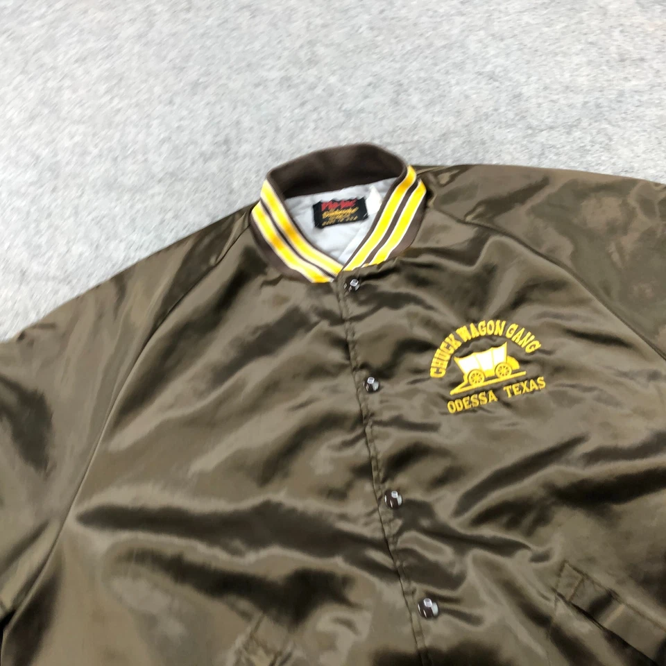 Vintage Pla-Jac Dunbrooke Jacket Men 2XL Brown Gold Satin Chuck Wagon Gang - Image 3 of 4