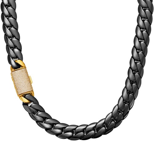 14 mm Edelstahl Miami Hip Hop Kubanische Kette Halskette oder Armband 4 Farben - Bild 13 von 23