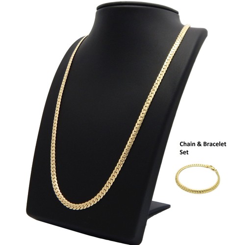 Mens Miami Cuban link Chain \u0026 Bracelet 