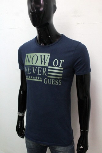 Guess Taglia S Uomo T-Shirt Maglietta Blu Manica Corta Maglia Cotone Logo Man - Imagen 8 de 12