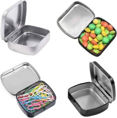 9 Pack Metal Hinged Tin Boxes Small Storage Containers with Lid