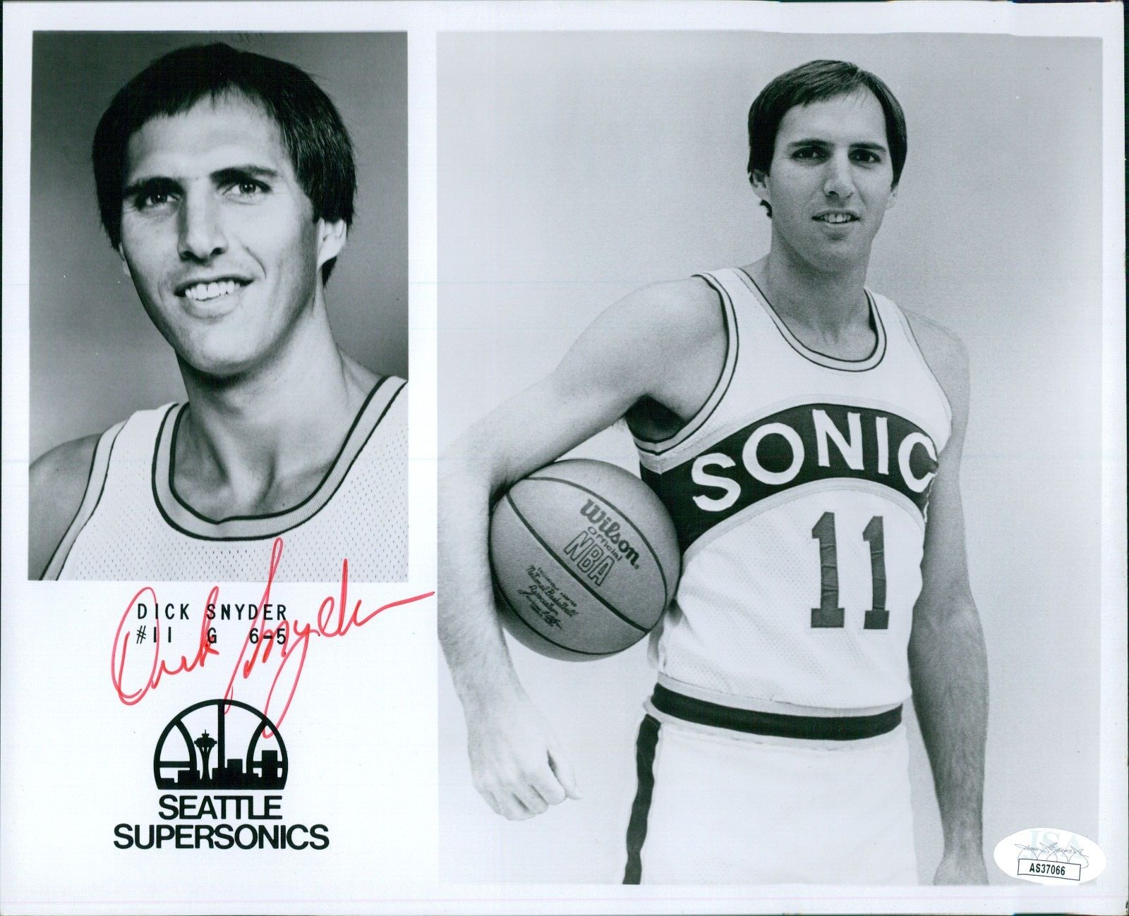 Dick Snyder Autographed Signed Seattle Supersonics 8x10 Glossy Photo JSA Authenticated 