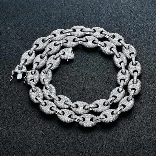 Collar de pulsera de hip hop para hombre 12 mm nariz de cerdo helado inundado A9267 - Imagen 30 de 33
